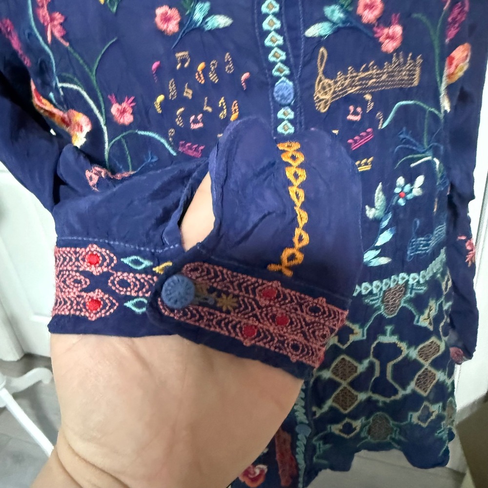 Johnny Was Catina Blouse Button Tunic Shirt Womens XL floral nature embroidered - Picture 9 of 14